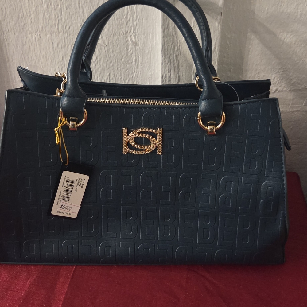 Bebe Dark Blue Embossed Satchel